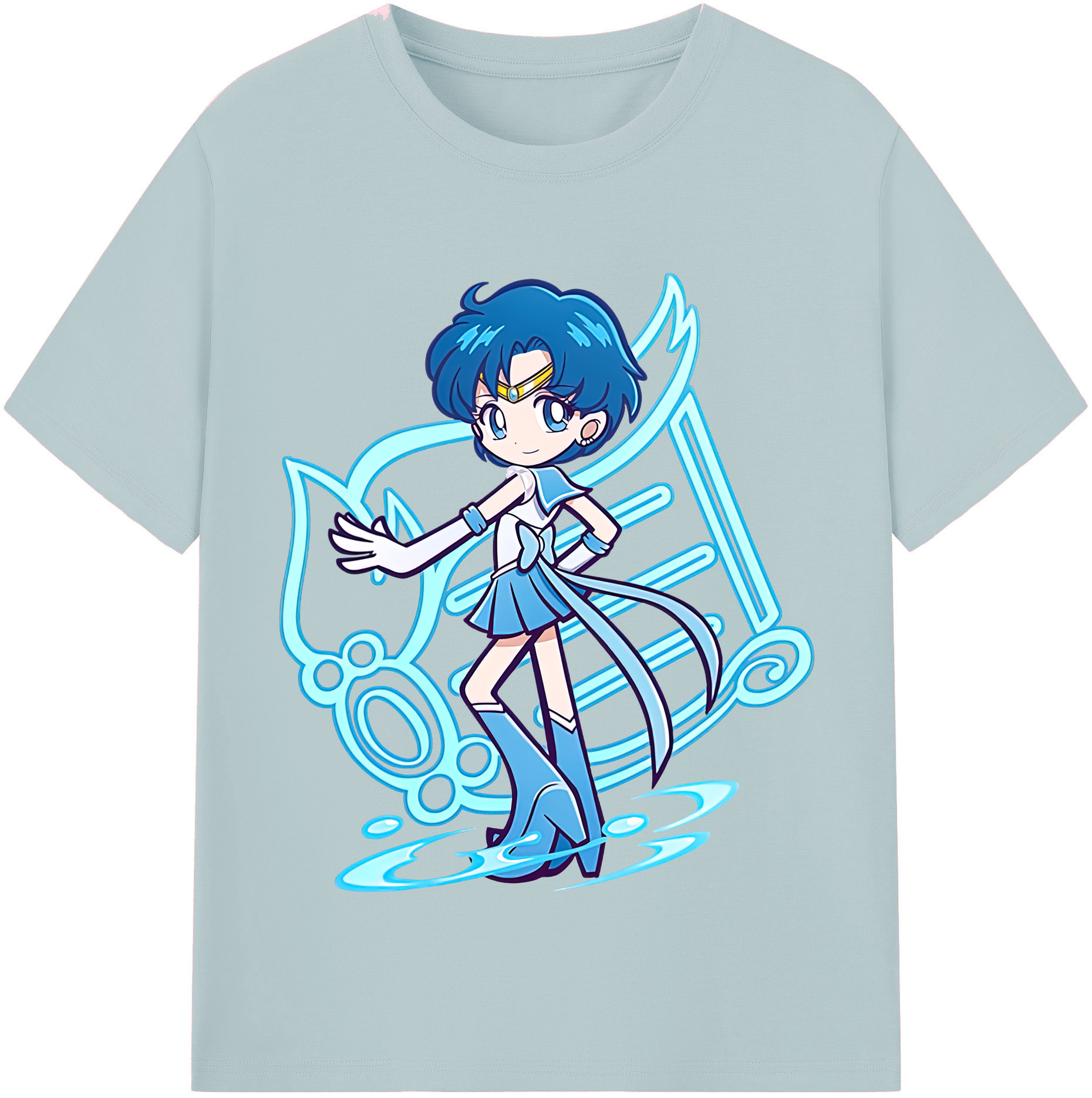 （画像用） 美少女戦士セーラームーン 水野 亜美 みずの あみ Sailor Moon Mizuno Ami 綿100％半袖Tシャツ（フロントプリント）